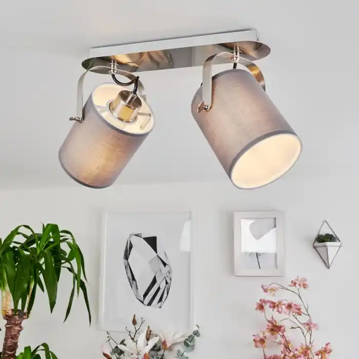 Puelches Lámpara de Techo Níquel-mate, 2 luces Entrega Rápida