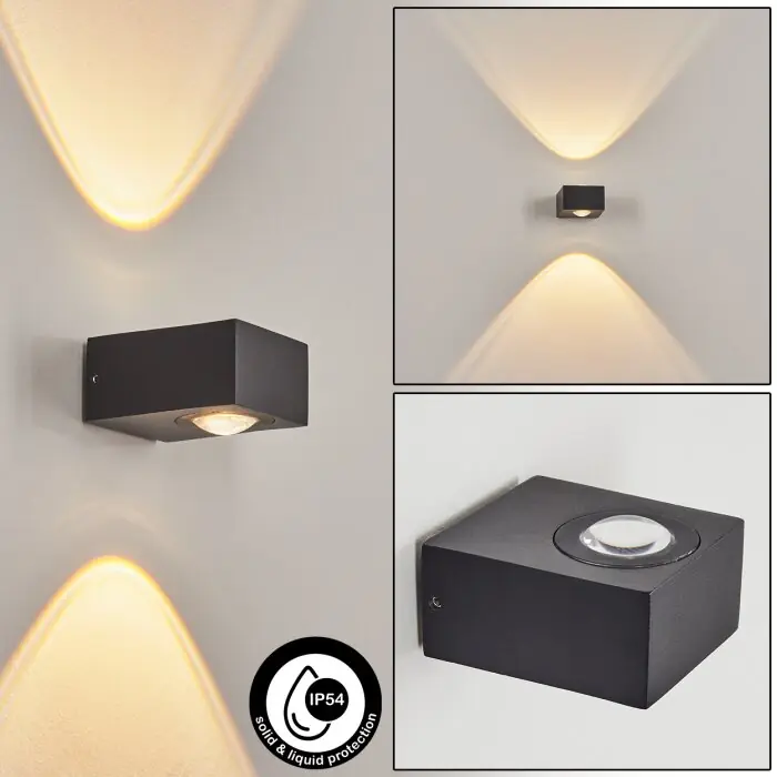 Curvel Aplique para exterior LED Negro, 2 luces Oferta