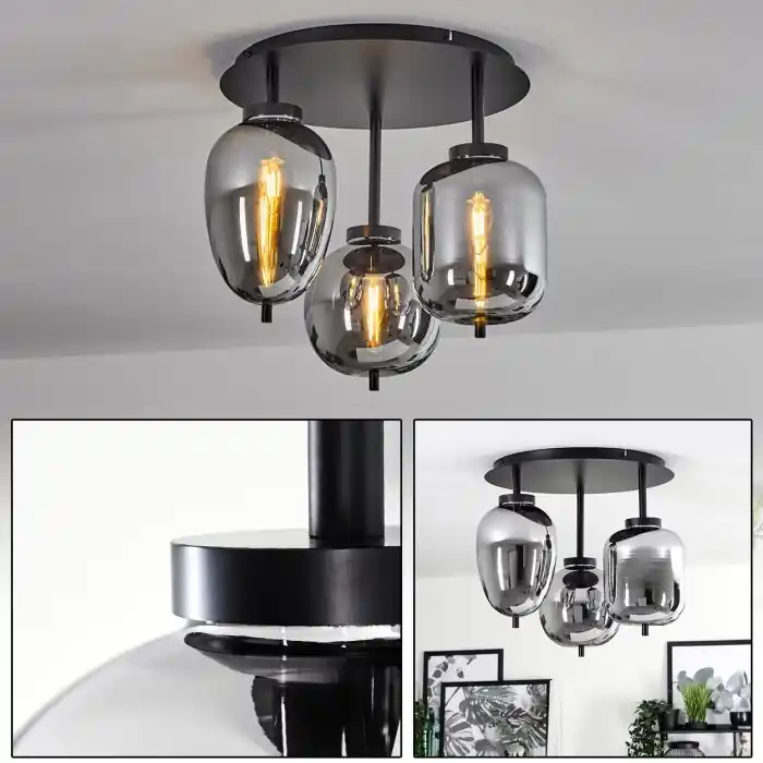Verbania Lámpara de Techo Negro, 3 luces A Buen Precio