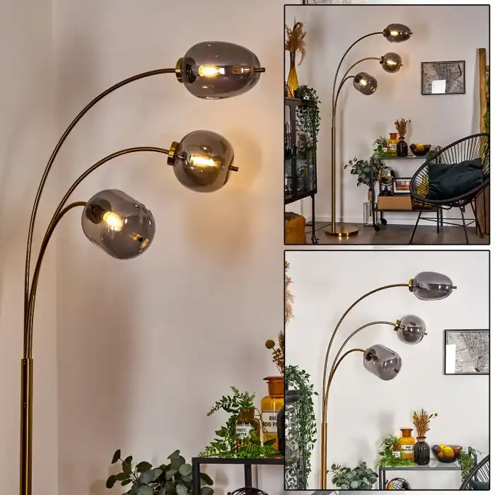 A Buen Precio Verbania Lámpara de Pie Latón, 3 luces