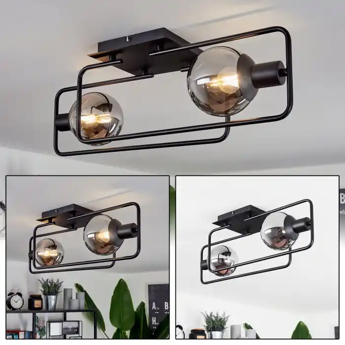 Agropoli Lámpara de Techo Negro, 2 luces Oferta Especial