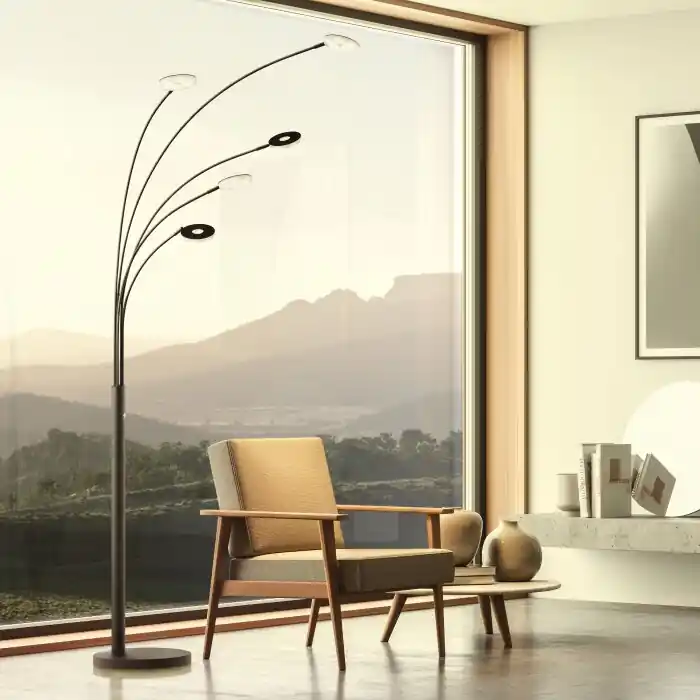 Fischer & Honsel Dent Lámpara de Pie LED Negro, 5 luces Oferta Limitada