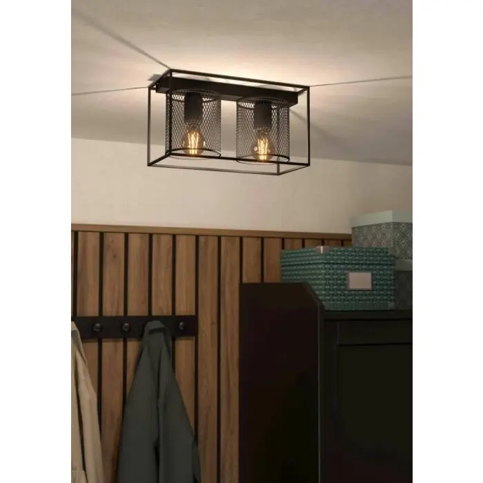 Precio Reducido Eglo CATTERICK Lámpara de Techo Negro, 2 luces