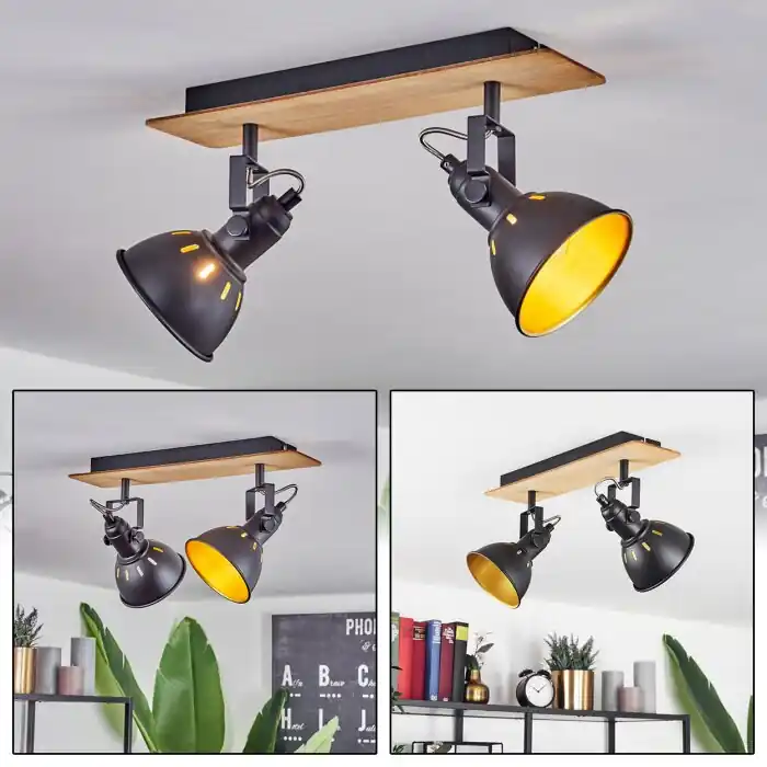 Tina Lámpara de Techo Crudo, Negro, 2 luces Comprar En Línea