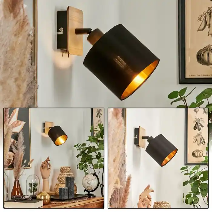 Alsen Aplique Madera clara, Negro, 1 luz Barato