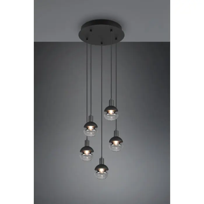 Trio Mela Lámpara Colgante Negro, 5 luces Venta Final