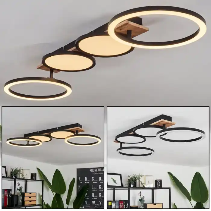 Avelal Lámpara de Techo LED Marrón, Color madera, Negro, 1 luz Precio Rebajado