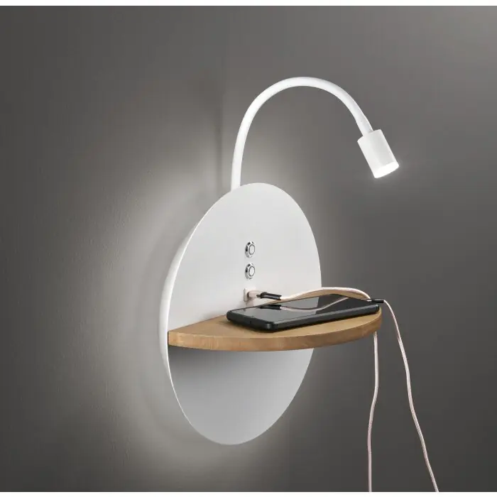 Marca Reconocida Fabas Luce Dual Aplique LED Crudo, Blanca, 2 luces