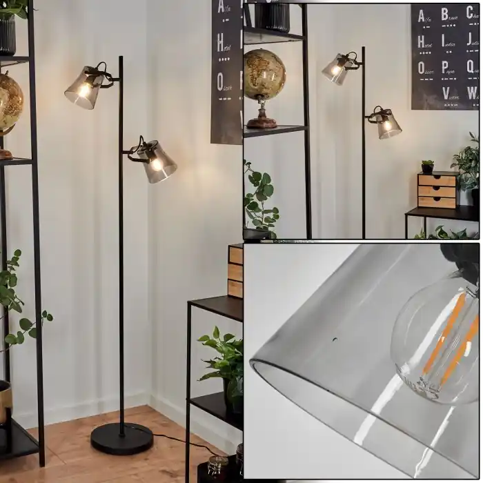 Trajouca Lámpara de Pie Negro, 2 luces Oferta De Temporada