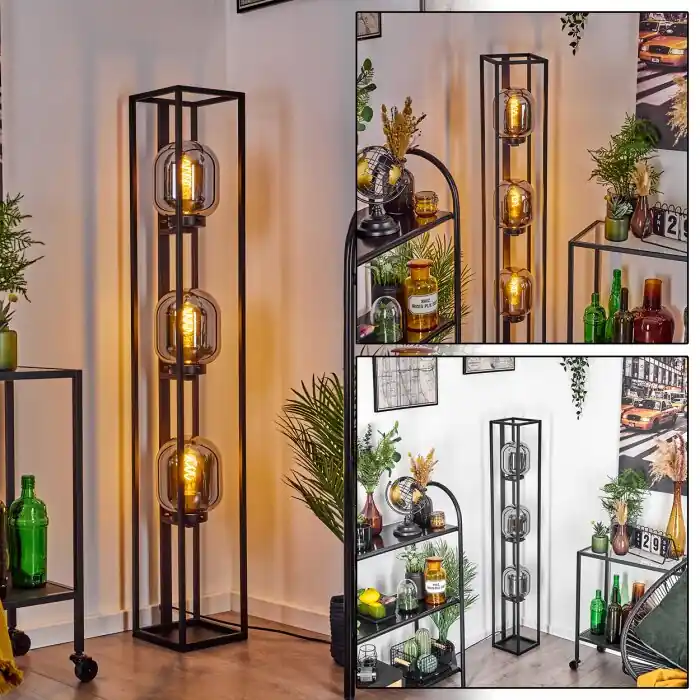 Gran Oferta Arieux Lámpara de Pie Negro, 3 luces