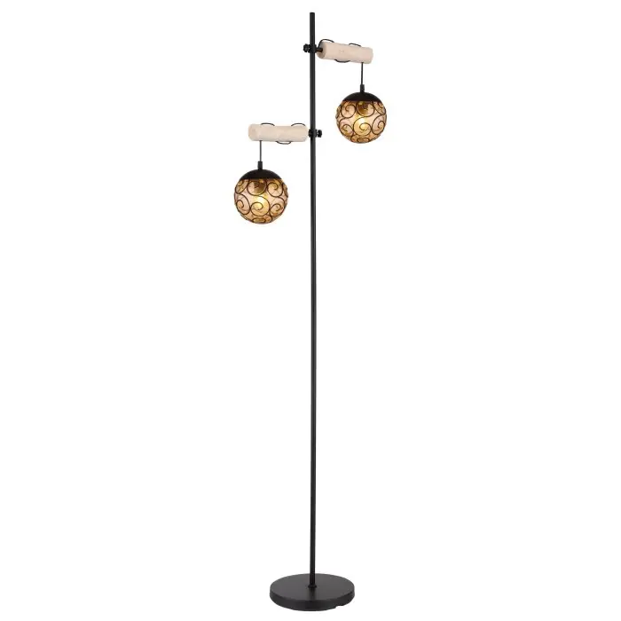 Venta Final Globo MAXI Lámpara de Pie Crudo, Negro, 2 luces