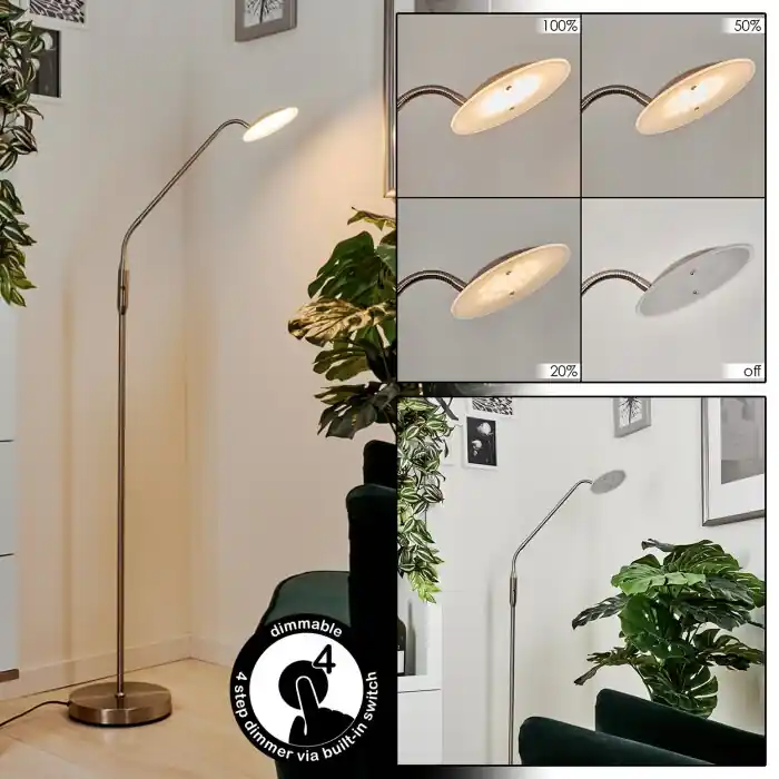 Última Versión Chirep Lámpara de Pie LED Níquel-mate, 1 luz