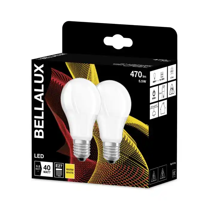 BELLALUX Juego de 2 LED E27 4,9 W 2700 Kelvin 470 Lumen Precio Reducido