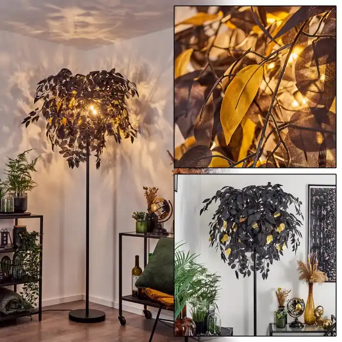 Económico Kallax Lámpara de Pie Negro, 3 luces