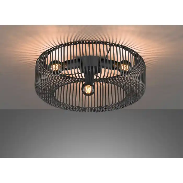 Pago Seguro SCHÖNER WOHNEN-Kollektion Cage Lámpara de Techo Negro, 3 luces