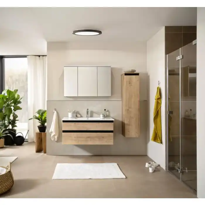 Certificado SCHÖNER WOHNEN-Kollektion Flat Lámpara de Techo LED Negro, Blanca, 1 luz