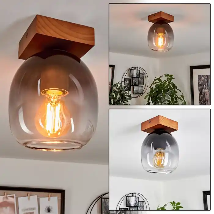 Chauplane Lámpara de Techo Madera oscura, Negro, 1 luz No Te Lo Pierdas