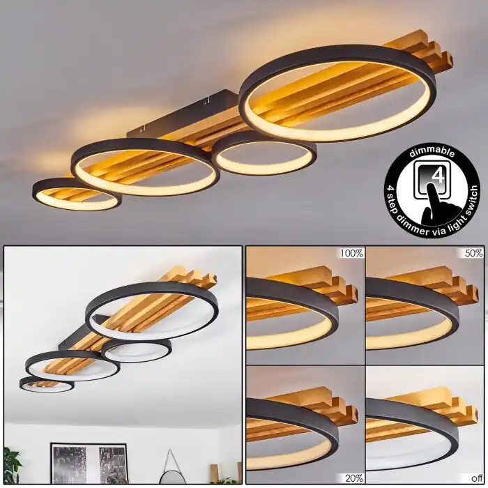 Barato Rodekro Lámpara de Techo LED Negro, 1 luz