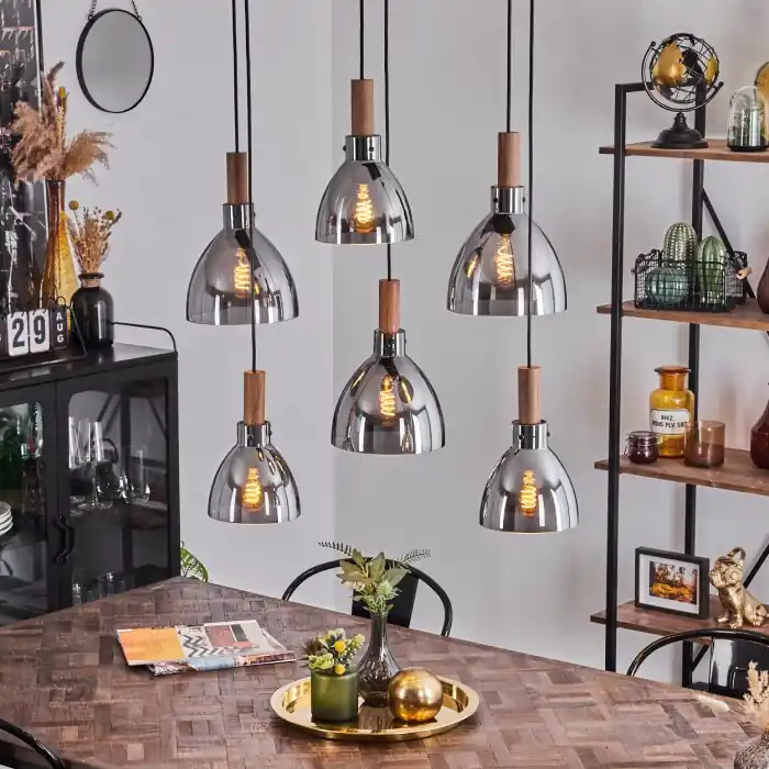 Ordena Ya Yadekope Lámpara Colgante Crudo, Negro, 6 luces