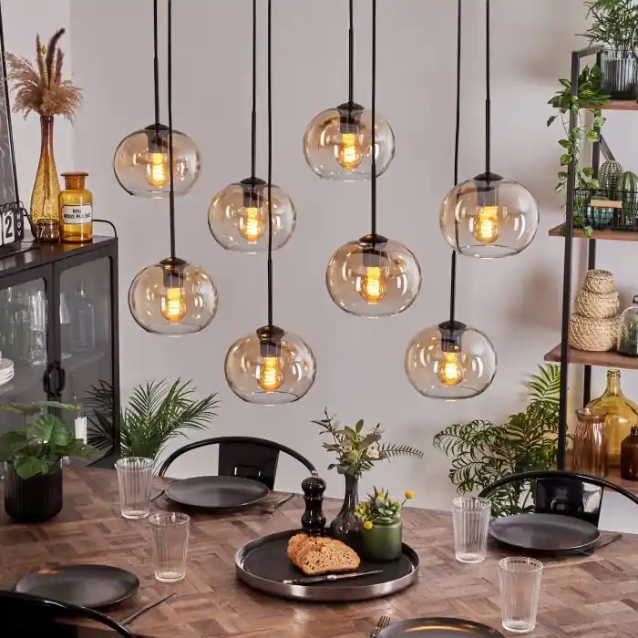 A Buen Precio Apedo Lámpara Colgante - Cristal Colores ámbar, Transparente, 8 luces