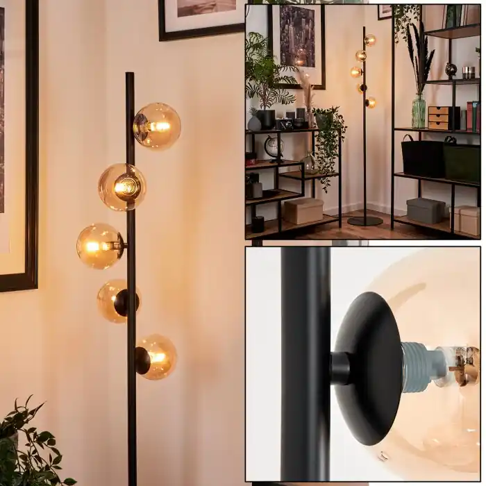 Barato Remaisnil Lámpara de Pie - Cristal Negro, 5 luces