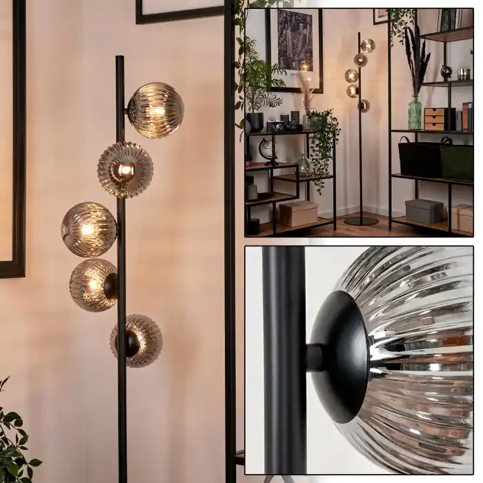 Liquidación Remaisnil Lámpara de Pie - Cristal Negro, 5 luces