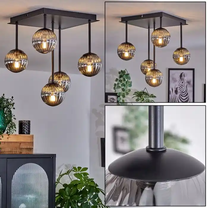 Chehalis Lámpara de Techo - Cristal Ahumado, 5 luces Última Oportunidad