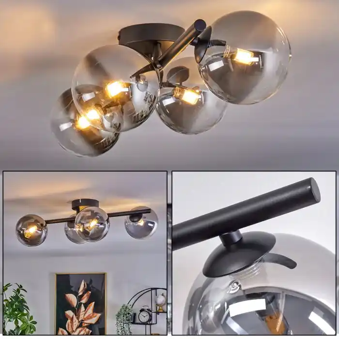 Comprar En Línea Chehalis Lámpara de Techo - Cristal Transparente, Ahumado, 4 luces