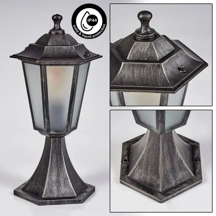 Loria Poste de Jardín Negro, Plata, 1 luz Oferta Especial