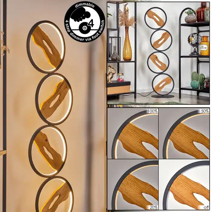 Cornol Lámpara de Pie LED Crudo, Negro, 1 luz Oferta