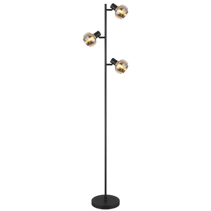 Directo De Fábrica Globo TOKKI Lámpara de Pie Negro, 3 luces
