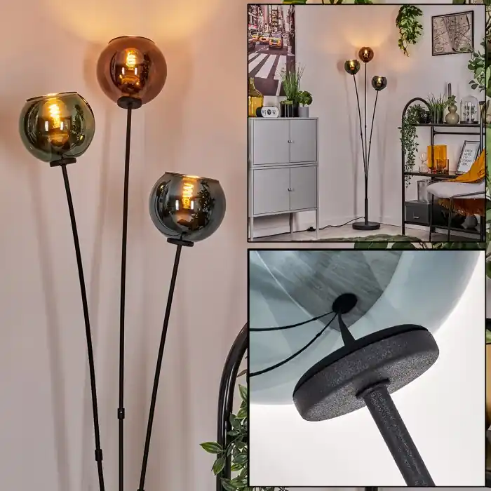 Súper Precio Belp Lámpara de Pie Negro, 3 luces