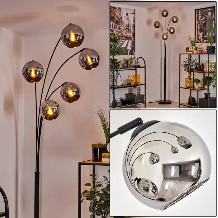 Koyoto Lámpara de pie Cromo, 5 luces Promoción