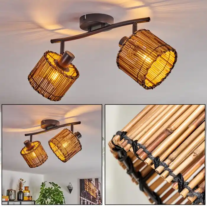 Económico Cando Plafones Negro, 2 luces