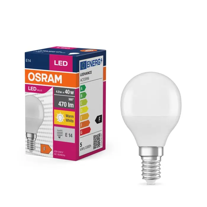 Lámparas Osram E14 LED 4.9 Watt blanco cálido 470 Lumen Oferta Flash