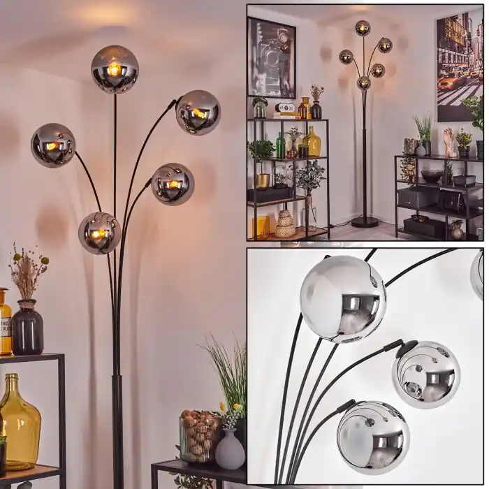 Gastor Lámpara de pie Cromo, 5 luces Solo Hoy