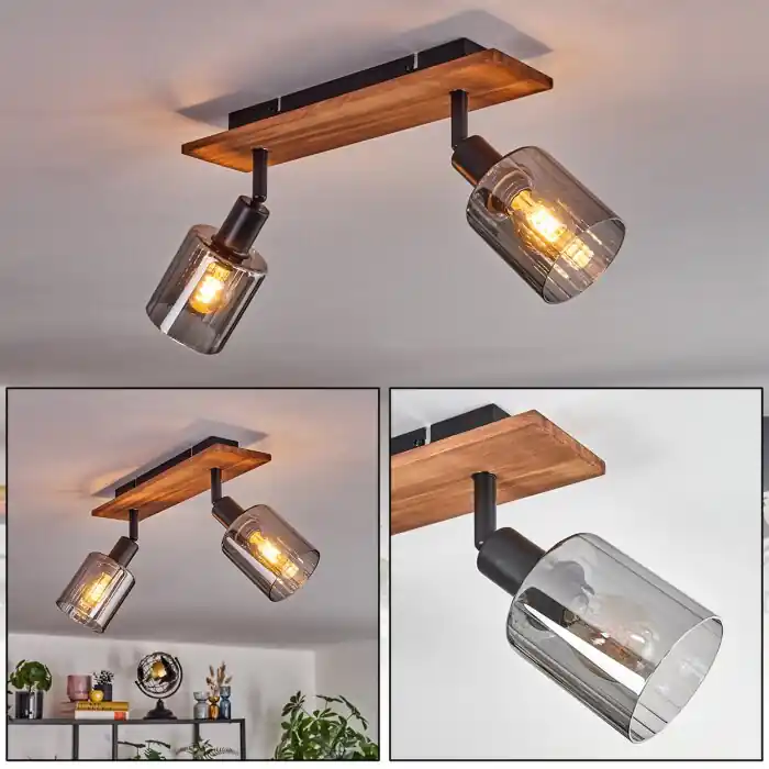 Aggebu Plafones Crudo, Negro, 2 luces Envío Exprés