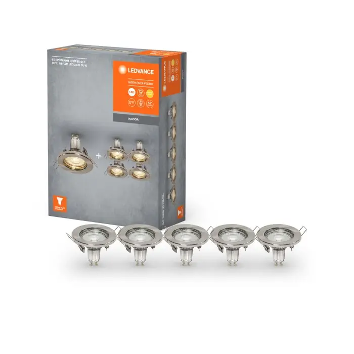 Lámparas Ledvance Set Empotrables LED Níquel-mate, 5 luces Liquidación