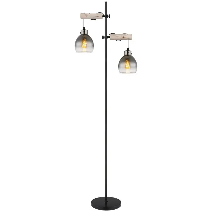 Lámparas Globo Lighting Ryan Lámpara de pie Crudo, Negro, 2 luces Compra Ahora
