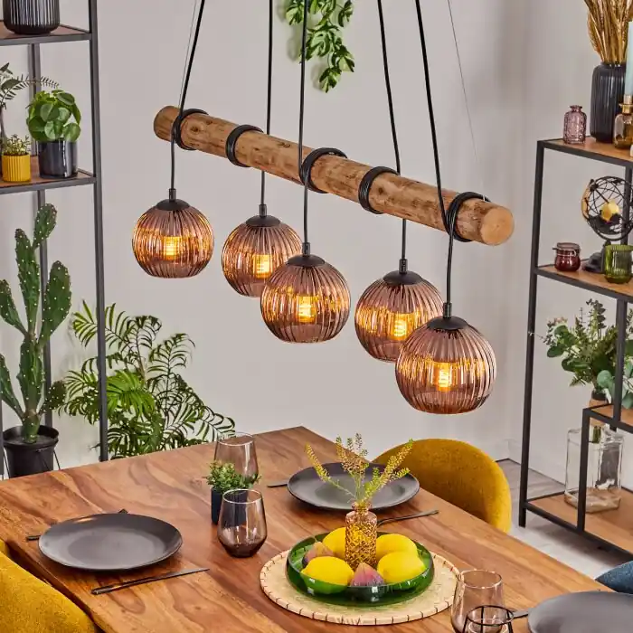 Últimas Unidades Koyoto Lámparas suspendidas, Luminarias esféricas, Lámparas colgantes Crudo, Negro, 5 luces