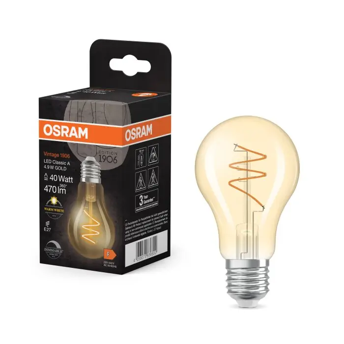 Novedad Lámparas Osram E27 4.9 Watt blanco cálido regulable 470 Lumen