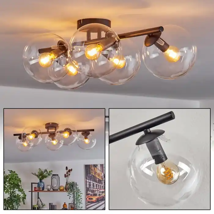 Novedad Gastor Plafones, Luminarias esféricas Transparente, 5 luces