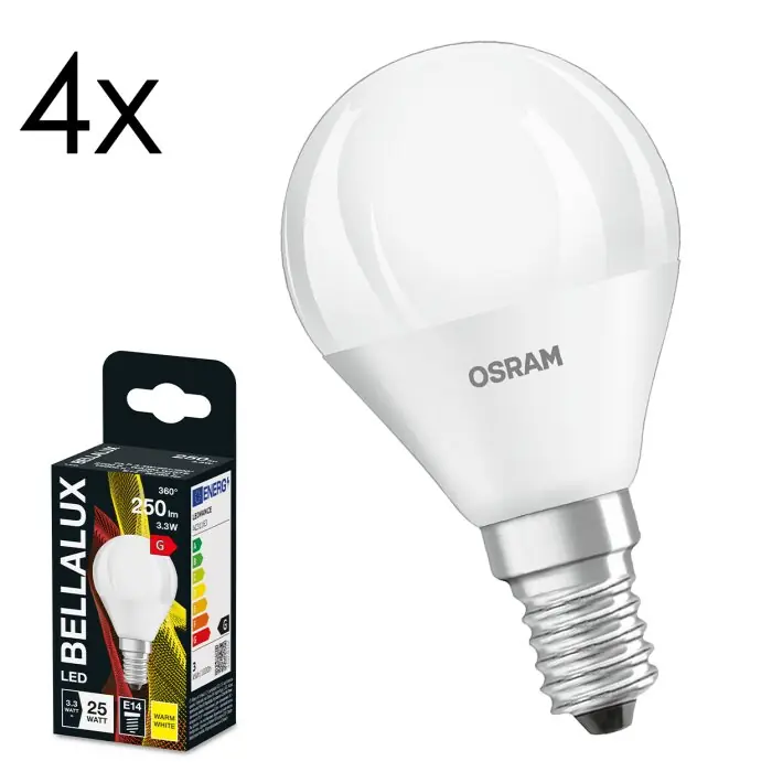 BELLALUX E14 LED 3.3 Watt blanco cálido 250 Lumen Última Versión