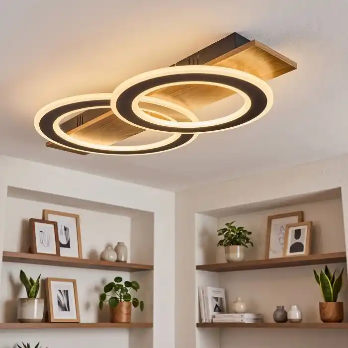 Ocasión Especial Besperia Plafones LED Color madera, Negro, 1 luz