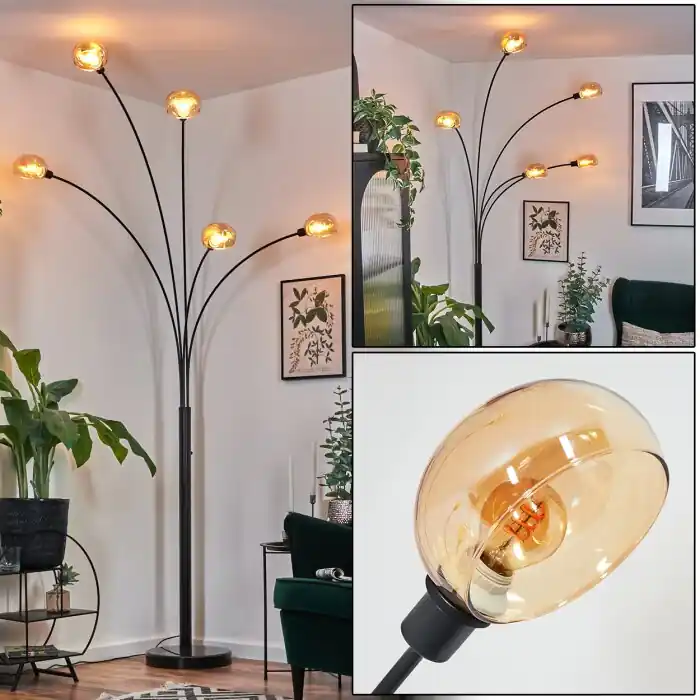 Nikkala Lámpara de pie Negro, 5 luces Barato