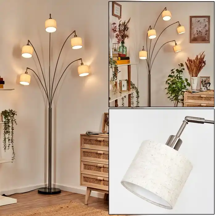 A Buen Precio Bassagoda Lámpara de pie Níquel-mate, Negro, 5 luces