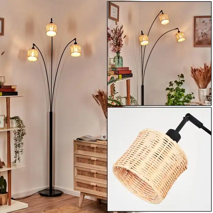 Cavaca Lámpara de pie Negro, 3 luces Ocasión Especial