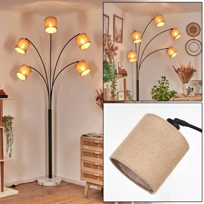 Soungou Lámpara de pie Negro, Blanca, 5 luces Entrega Rápida
