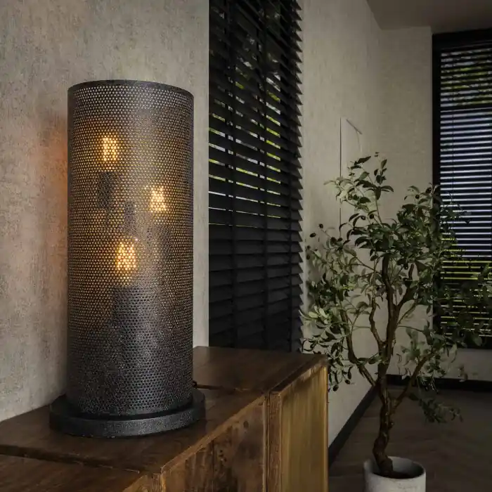 Gran Oferta Veran Lámparas de mesa Marrón, Negro, 3 luces