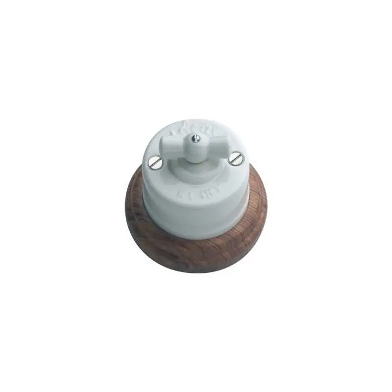 Oferta Flash Conmutador porcelana base madera oscura y lazo porcelana